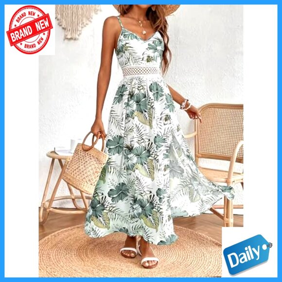 Floral Maxi Dress Sleeveless V-Neck Boho Beach Vacation Summer - Picture 5 of 6